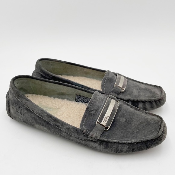 UGG Shoes - UGG #5937 Suede Gray Slip On Loafer Slipper